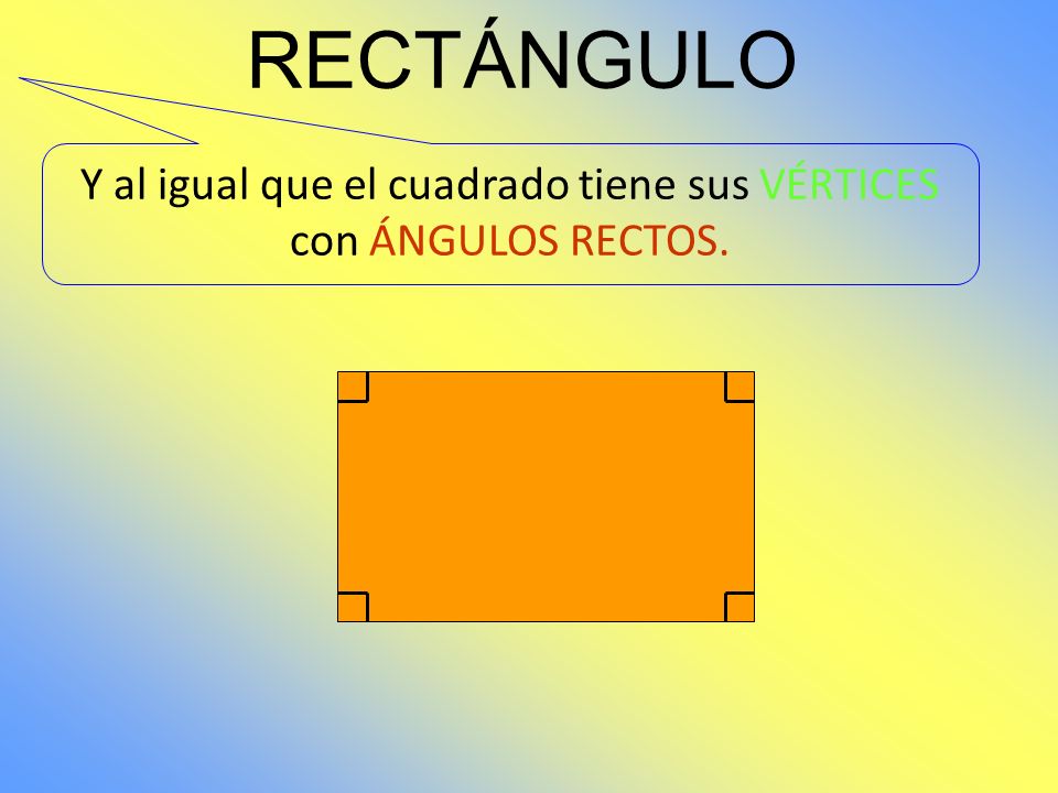 Y al igual que el cuadrado tiene sus VÉRTICES con ÁNGULOS RECTOS.