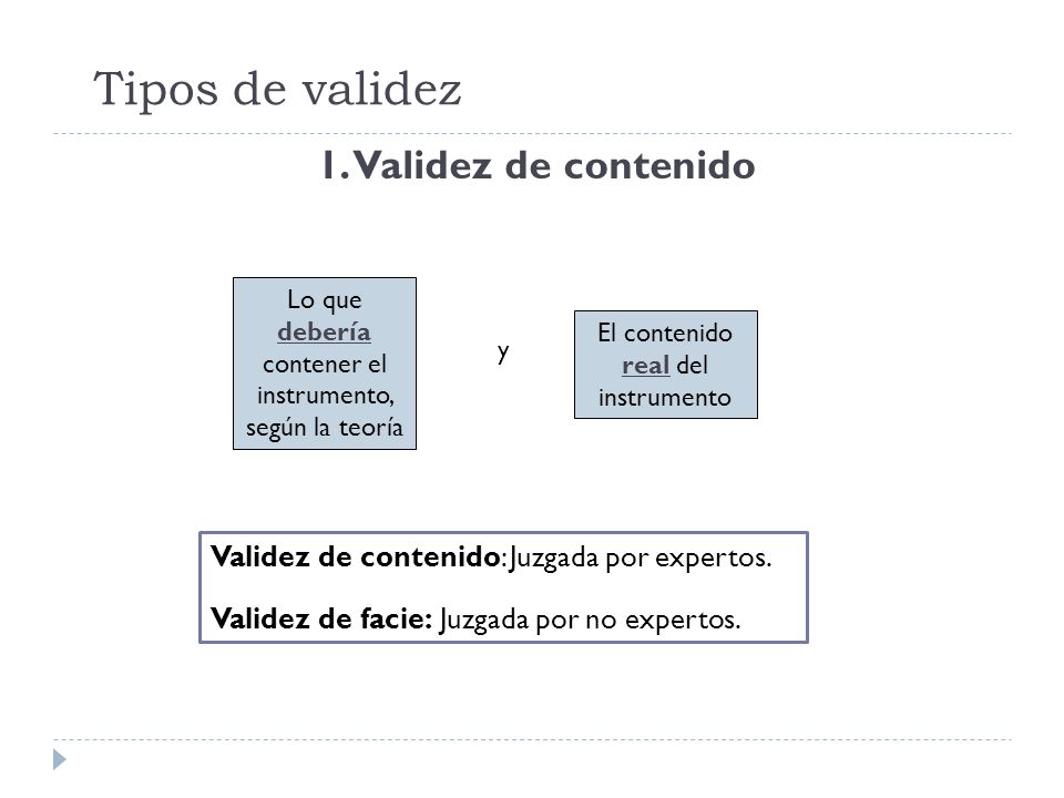 Tipos de validez 1. Validez de contenido