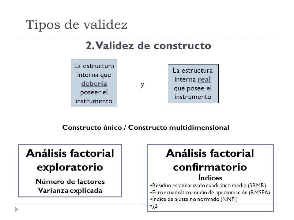 Tipos de validez 2. Validez de constructo