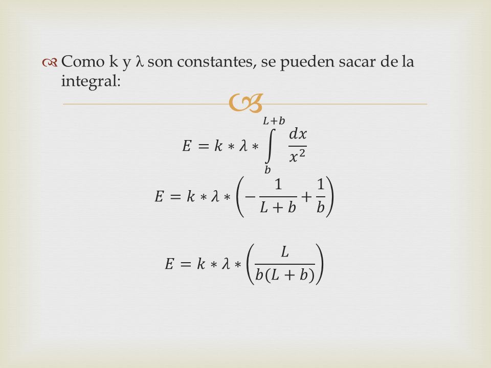Como k y λ son constantes, se pueden sacar de la integral: