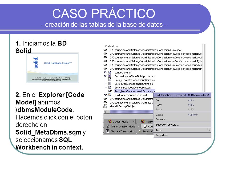 CASO PRÁCTICO - creación de las tablas de la base de datos -