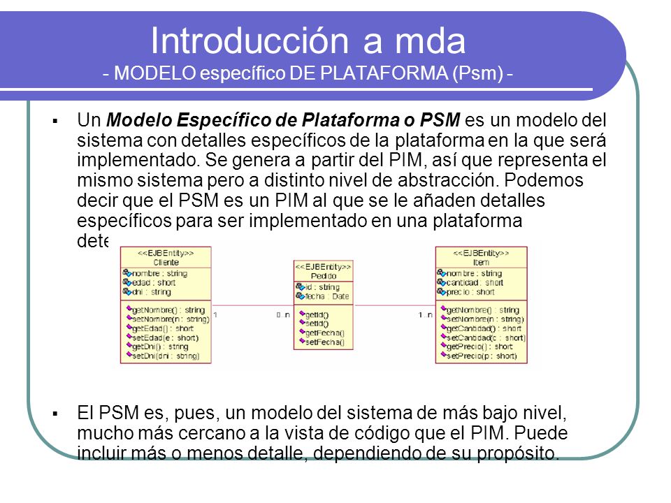 Introducción a mda - MODELO específico DE PLATAFORMA (Psm) -