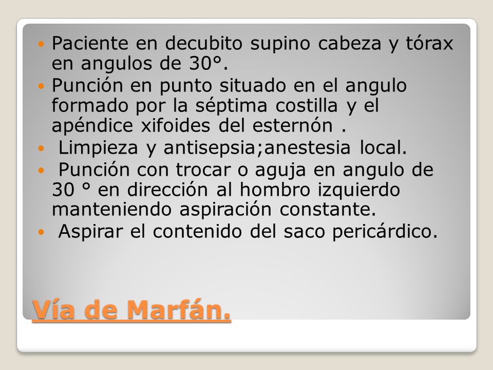 Paciente en decubito supino cabeza y tórax en angulos de 30°.