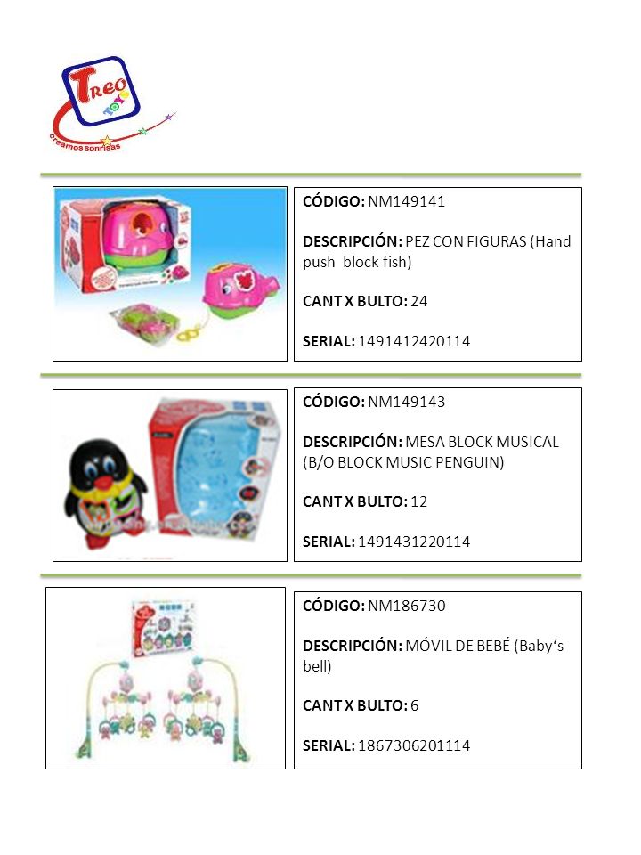 CÓDIGO: NM DESCRIPCIÓN: PEZ CON FIGURAS (Hand push block fish) CANT X BULTO: 24. SERIAL:
