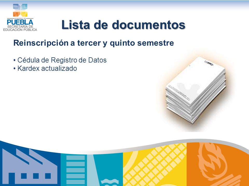 Lista de documentos Reinscripción a tercer y quinto semestre