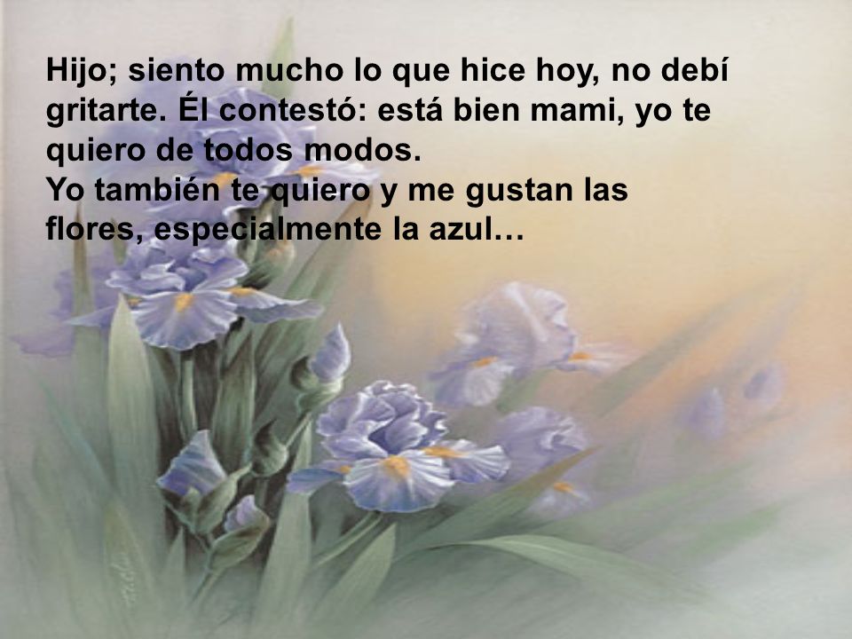Hijo; siento mucho lo que hice hoy, no debí gritarte