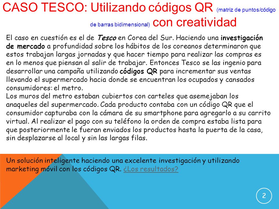 CASO TESCO: Utilizando códigos QR (matriz de puntos/código de barras bidimensional) con creatividad