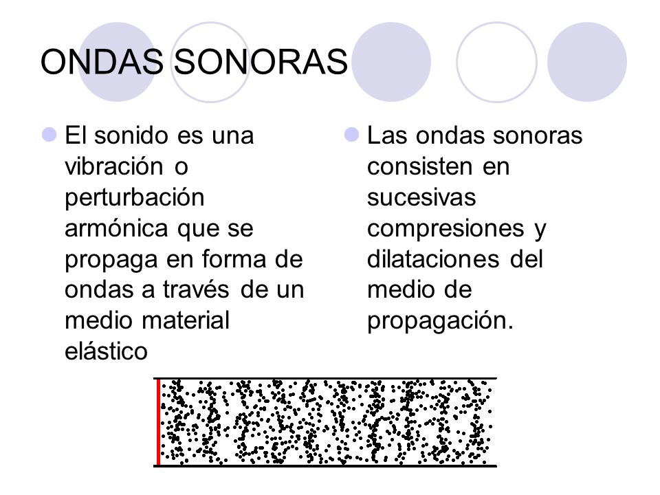 ONDAS SONORAS El sonido es una vibración o perturbación armónica que se propaga en forma de ondas a través de un medio material elástico.