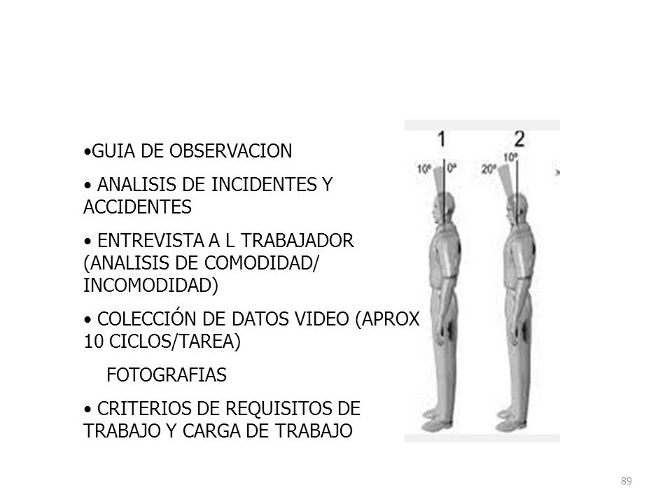 GUIA DE OBSERVACION ANALISIS DE INCIDENTES Y ACCIDENTES. ENTREVISTA A L TRABAJADOR (ANALISIS DE COMODIDAD/ INCOMODIDAD)