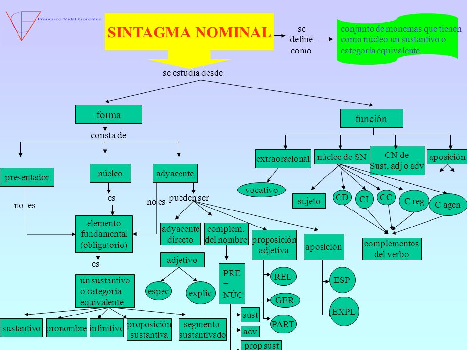 SINTAGMA NOMINAL forma función conjunto de monemas que tienen
