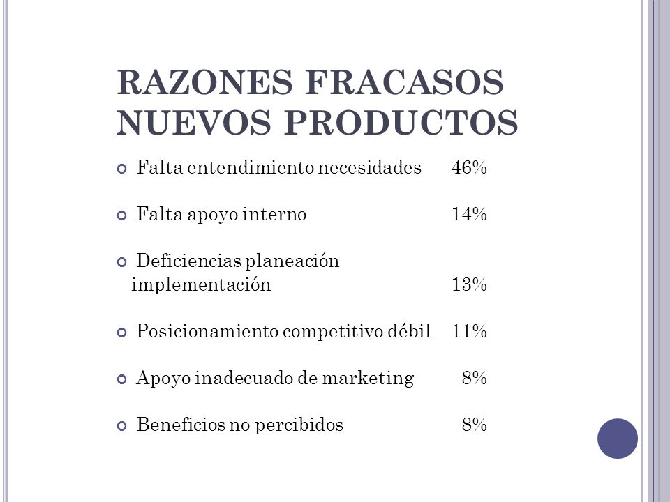 RAZONES FRACASOS NUEVOS PRODUCTOS