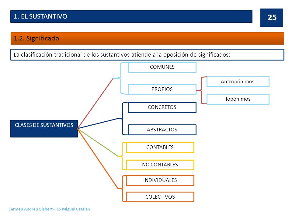1. EL SUSTANTIVO 1.2. Significado