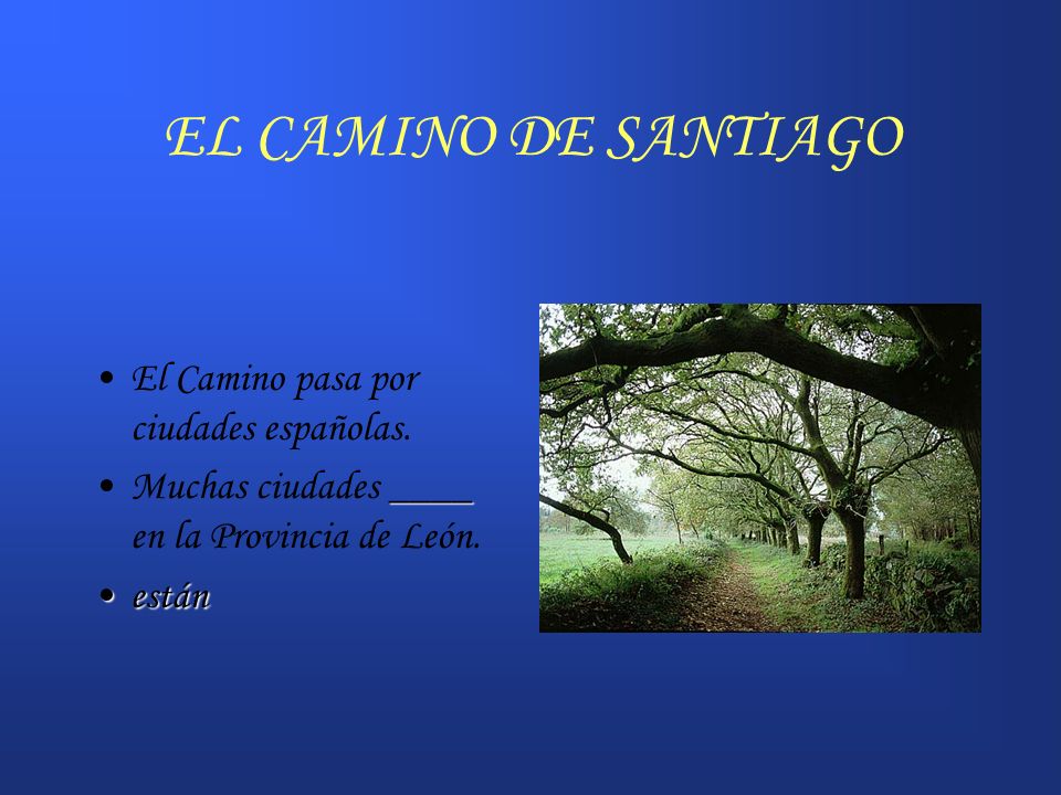 EL CAMINO DE SANTIAGO El Camino pasa por ciudades españolas.