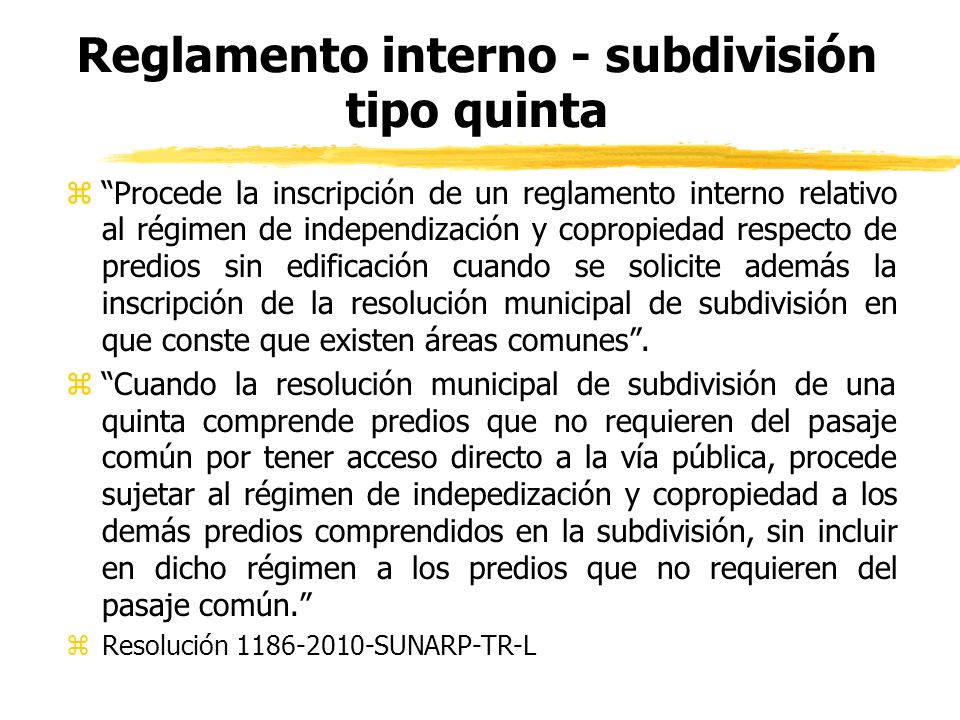 Reglamento interno - subdivisión tipo quinta
