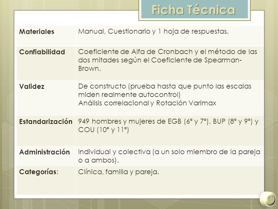 Ficha Técnica Materiales Manual, Cuestionario y 1 hoja de respuestas.