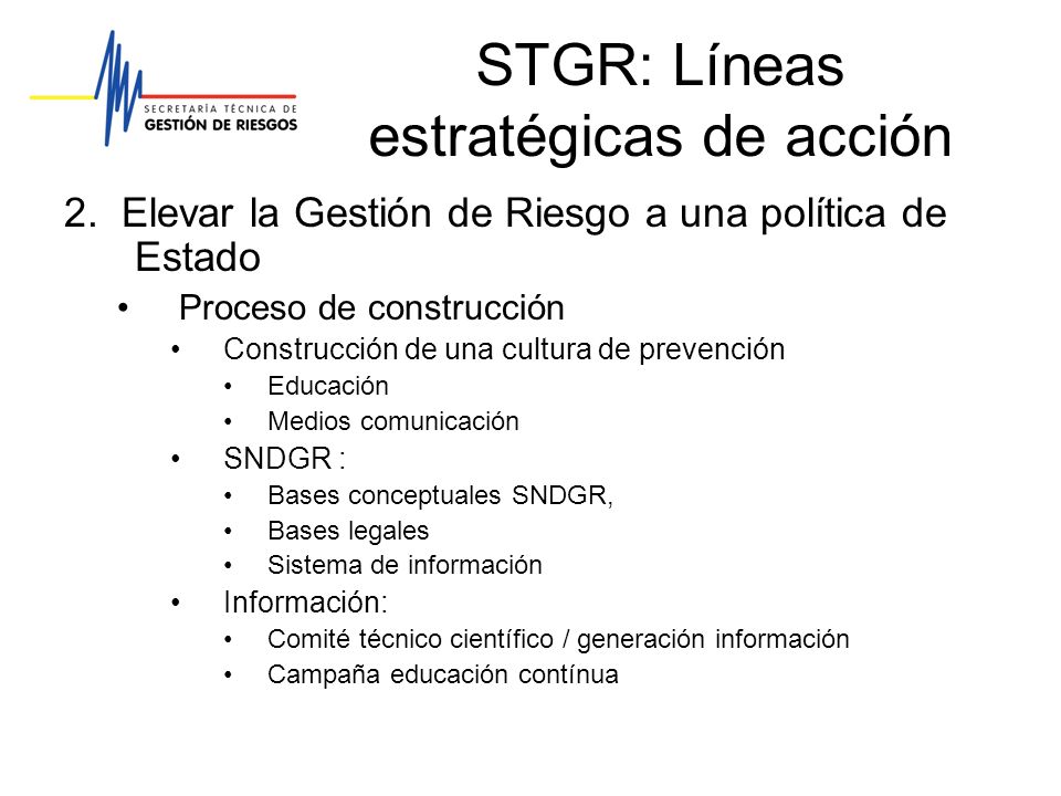 STGR: Líneas estratégicas de acción