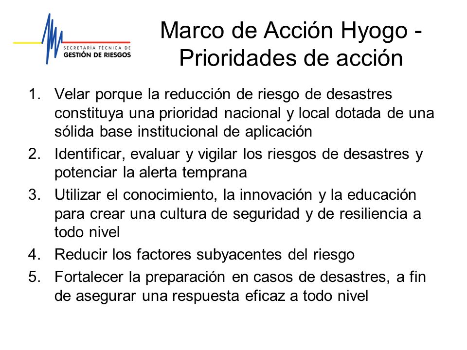 Marco de Acción Hyogo - Prioridades de acción
