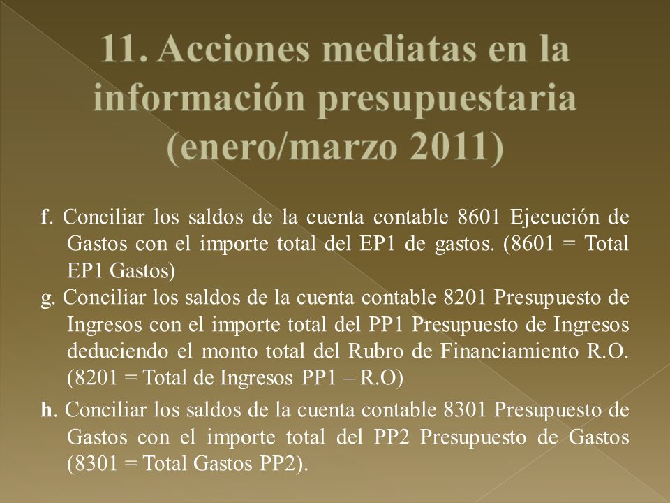 11. Acciones mediatas en la información presupuestaria (enero/marzo 2011)