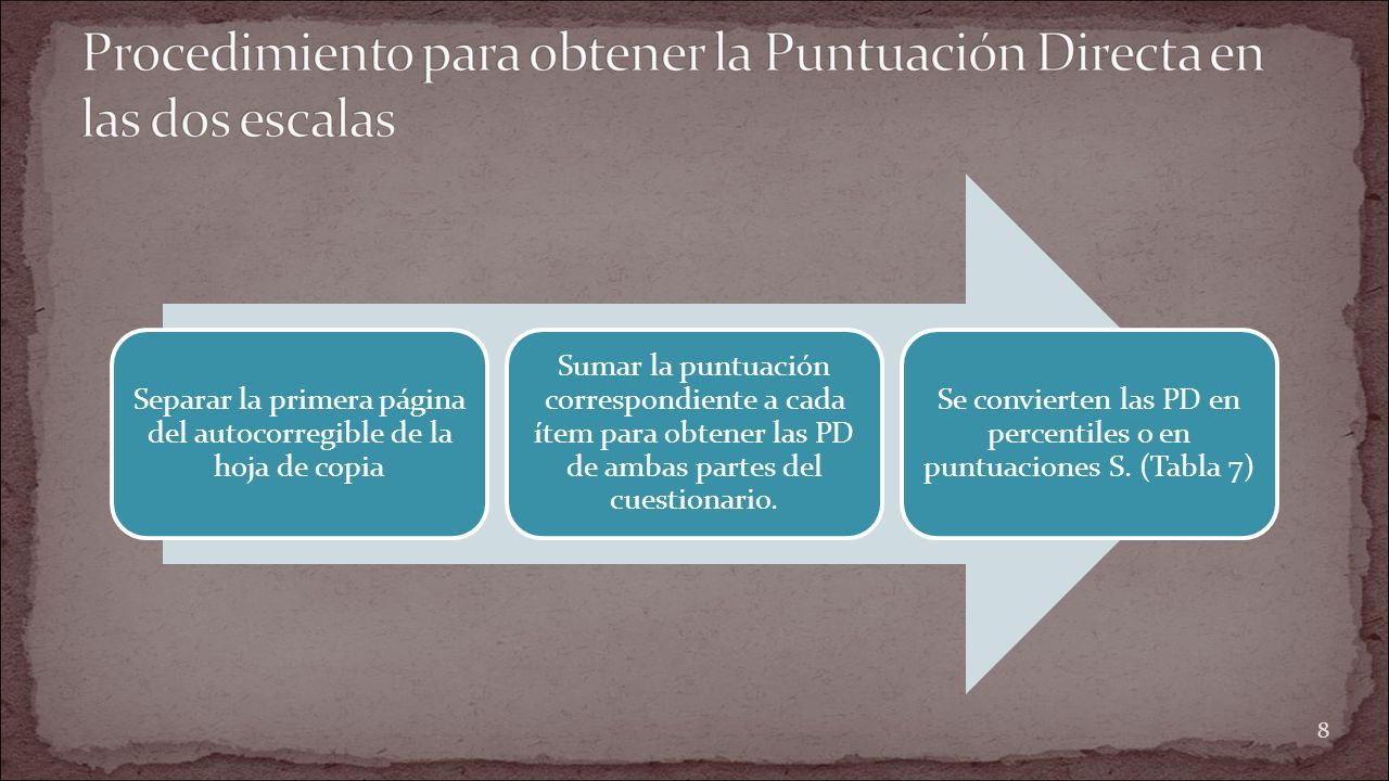 Procedimiento para obtener la Puntuación Directa en las dos escalas