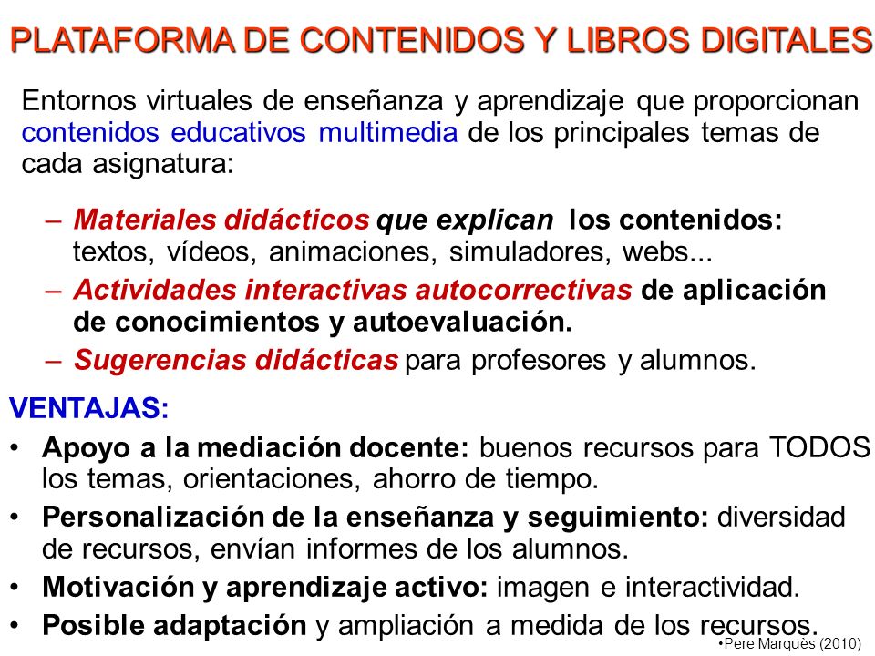 PLATAFORMA DE CONTENIDOS Y LIBROS DIGITALES