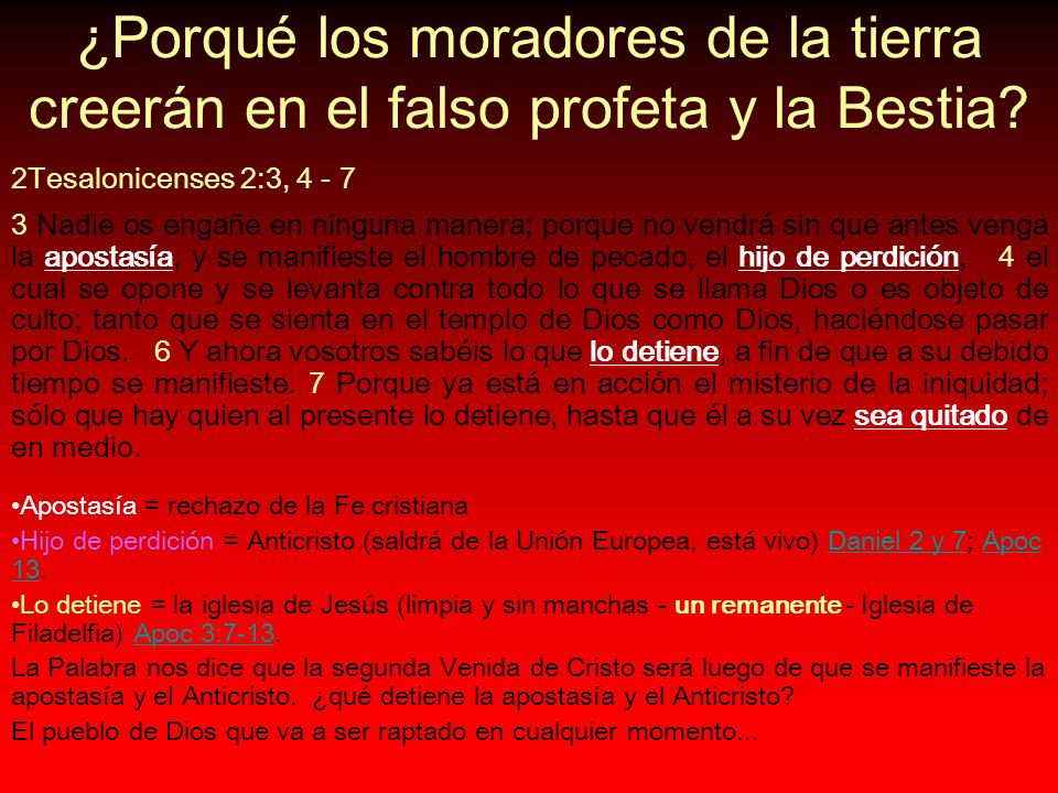 ¿Porqué los moradores de la tierra creerán en el falso profeta y la Bestia