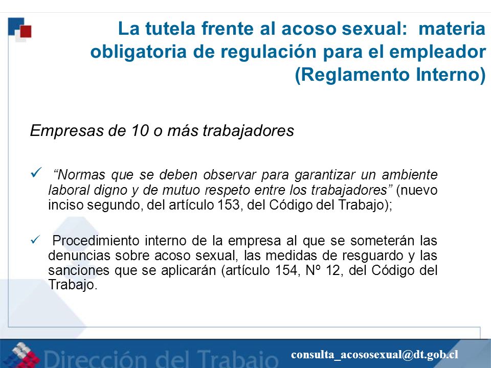 La tutela frente al acoso sexual: materia obligatoria de regulación para el empleador (Reglamento Interno)