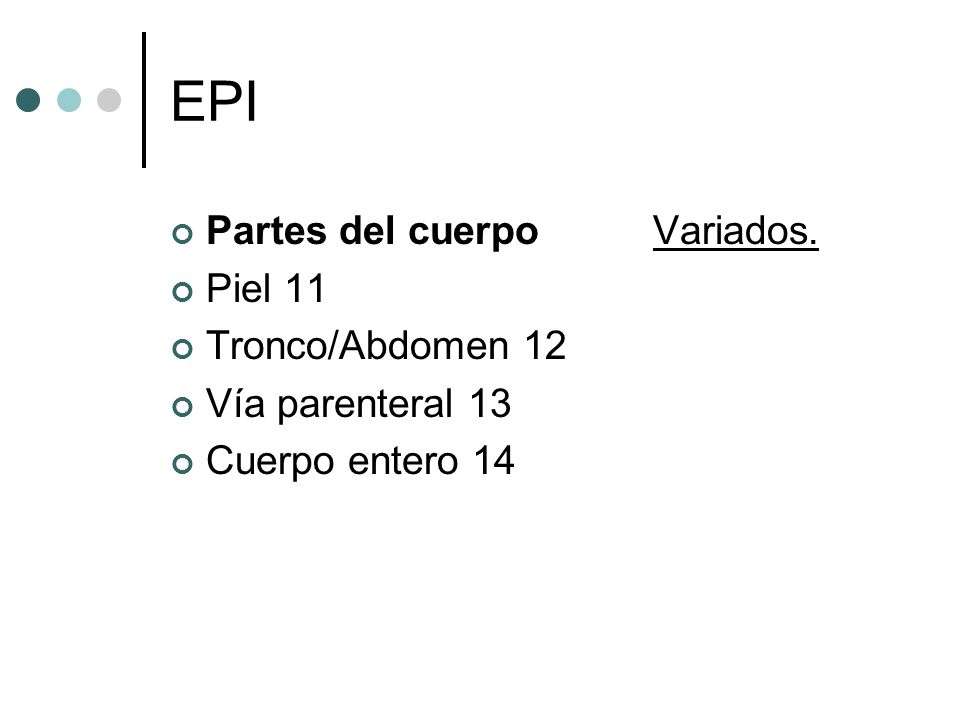 EPI Partes del cuerpo Variados. Piel 11 Tronco/Abdomen 12