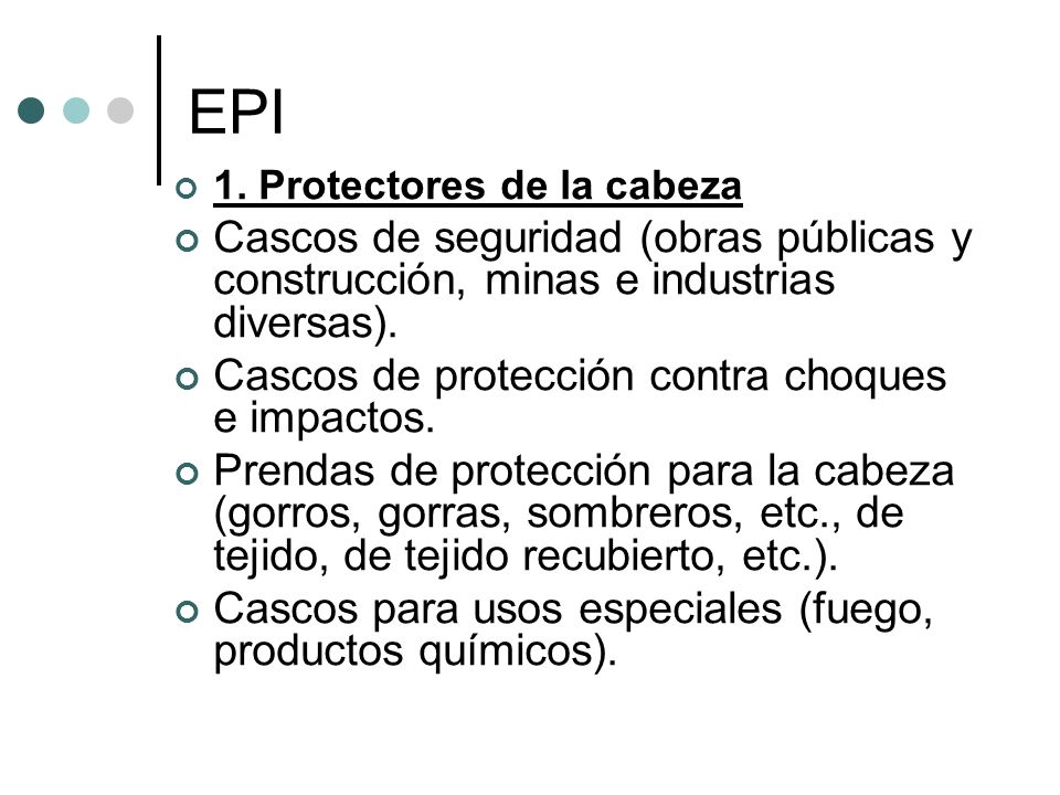 EPI 1. Protectores de la cabeza. Cascos de seguridad (obras públicas y construcción, minas e industrias diversas).