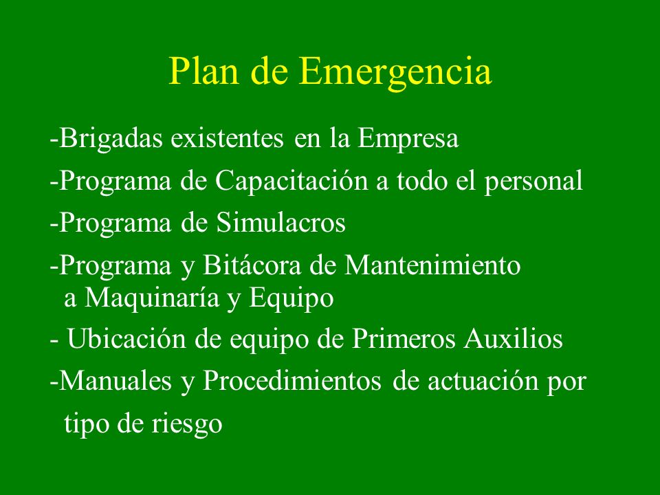 Plan de Emergencia Brigadas existentes en la Empresa