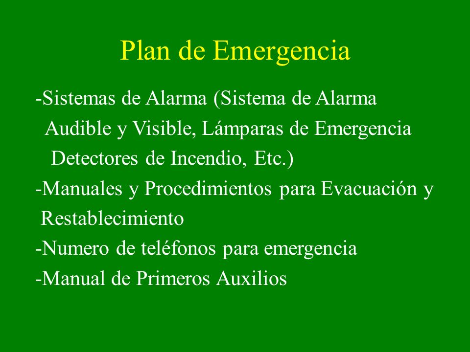 Plan de Emergencia Sistemas de Alarma (Sistema de Alarma