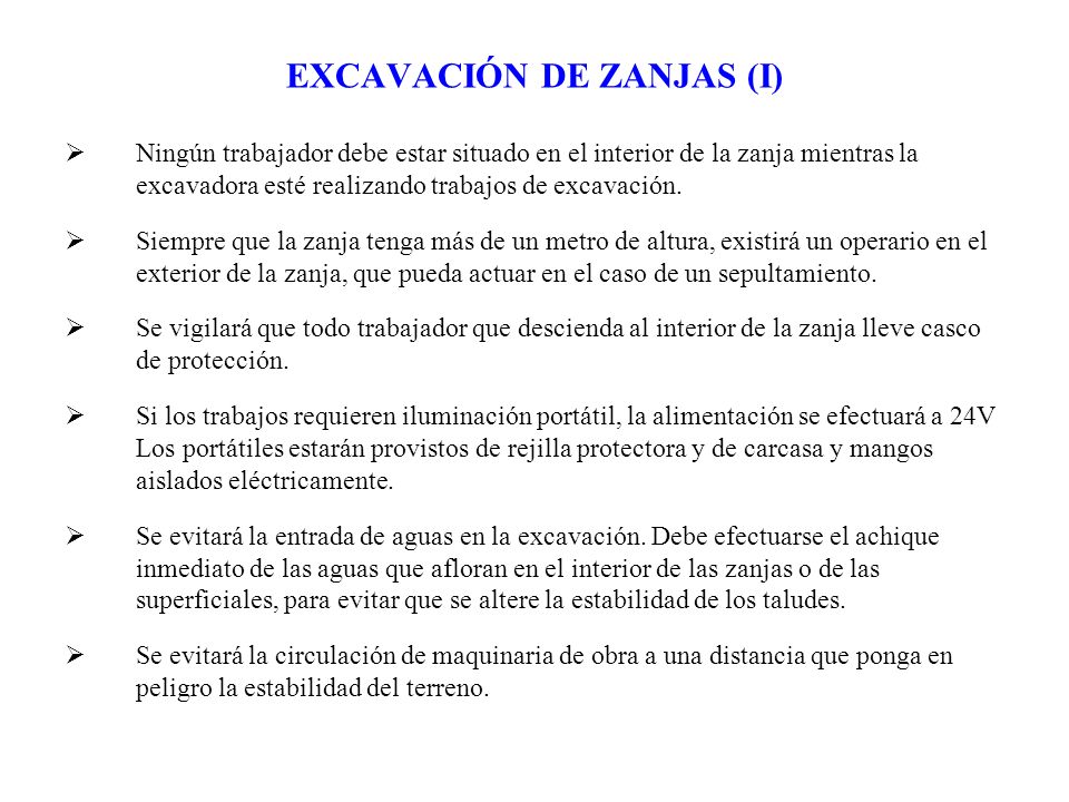 EXCAVACIÓN DE ZANJAS (I)