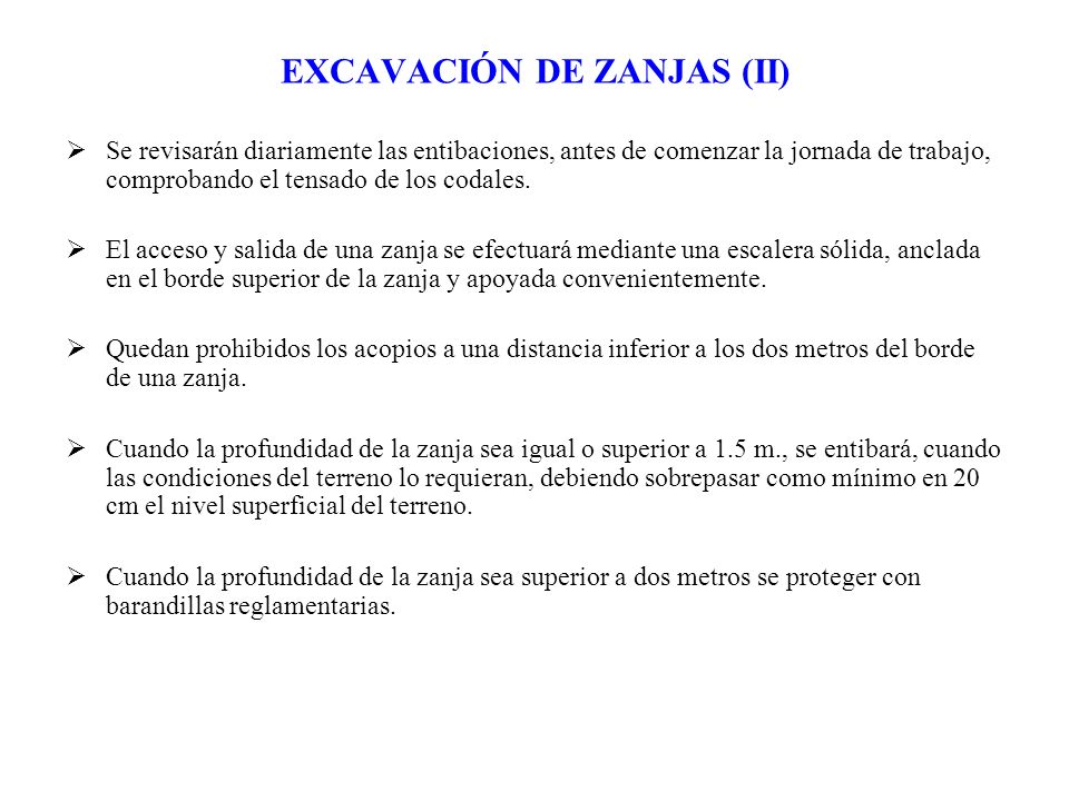 EXCAVACIÓN DE ZANJAS (II)