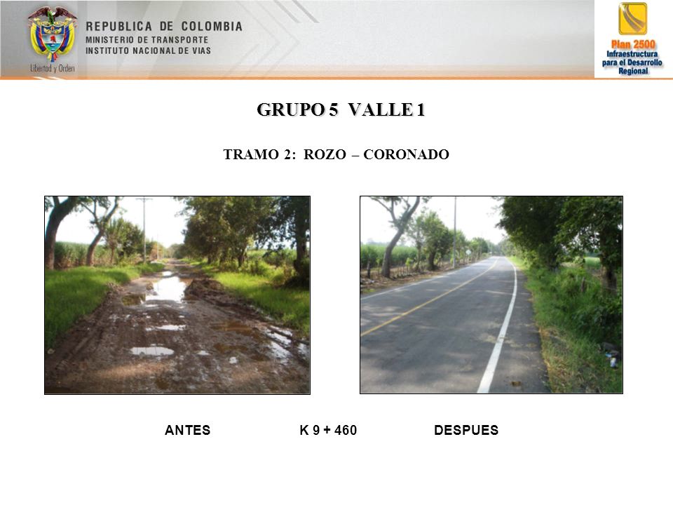 GRUPO 5 VALLE 1 TRAMO 2: ROZO – CORONADO Ub ANTES K DESPUES