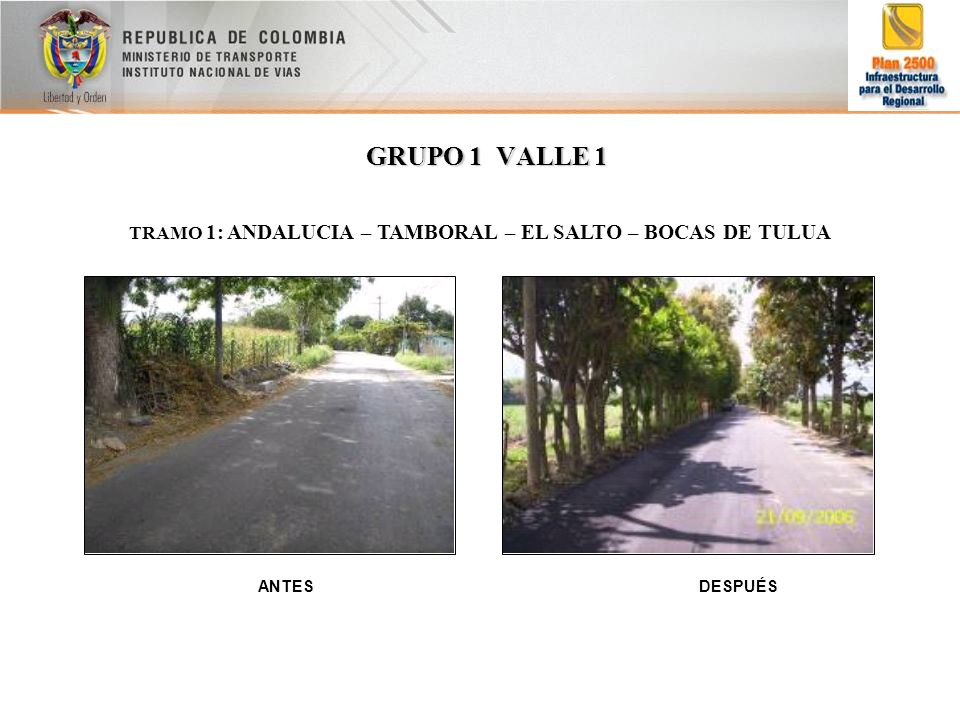 TRAMO 1: ANDALUCIA – TAMBORAL – EL SALTO – BOCAS DE TULUA