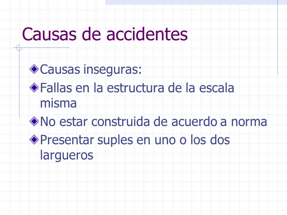 Causas de accidentes Causas inseguras: