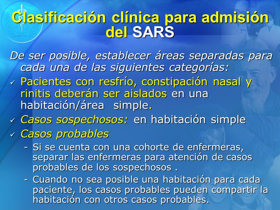 Clasificación clínica para admisión del SARS