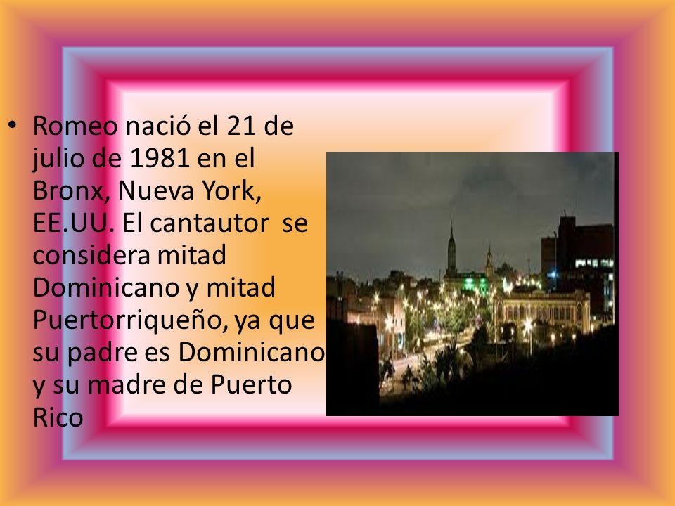 Romeo nació el 21 de julio de 1981 en el Bronx, Nueva York, EE. UU