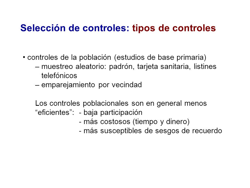 Selección de controles: tipos de controles