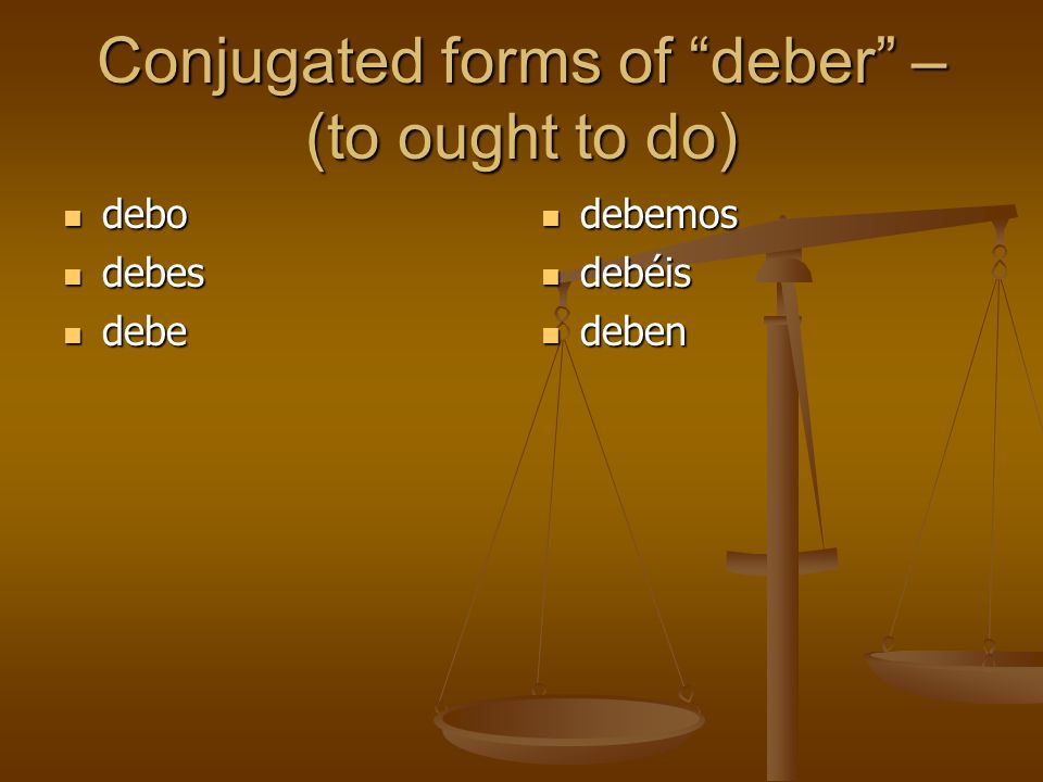 Conjugated forms of deber – (to ought to do)