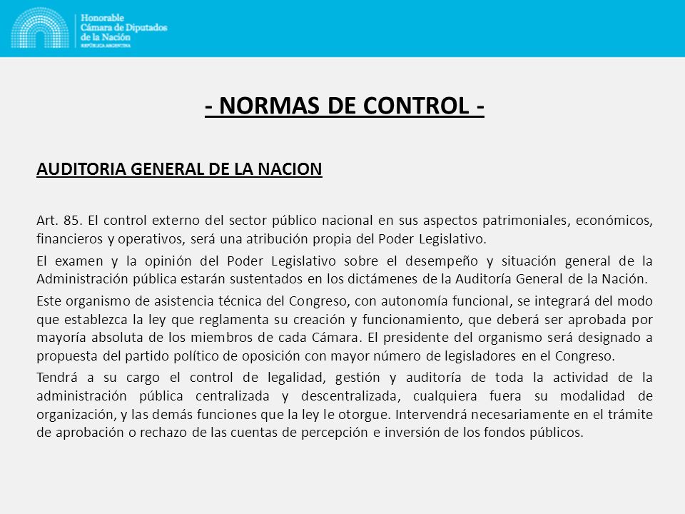 - NORMAS DE CONTROL - AUDITORIA GENERAL DE LA NACION