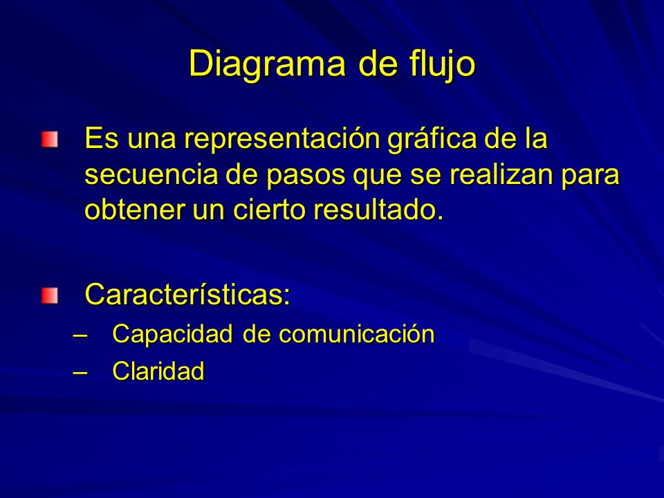 Diagrama de flujo Es una representación gráfica de la secuencia de pasos que se realizan para obtener un cierto resultado.