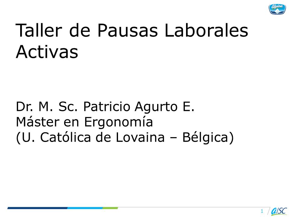 Taller de Pausas Laborales Activas Dr. M. Sc. Patricio Agurto E