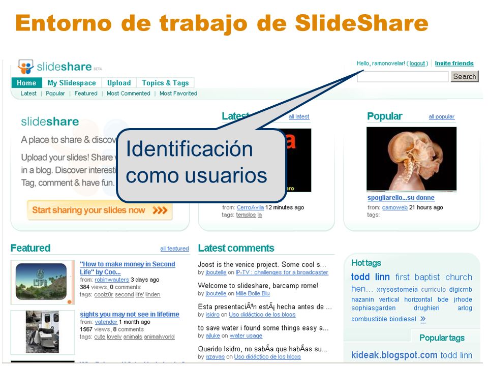 Entorno de trabajo de SlideShare