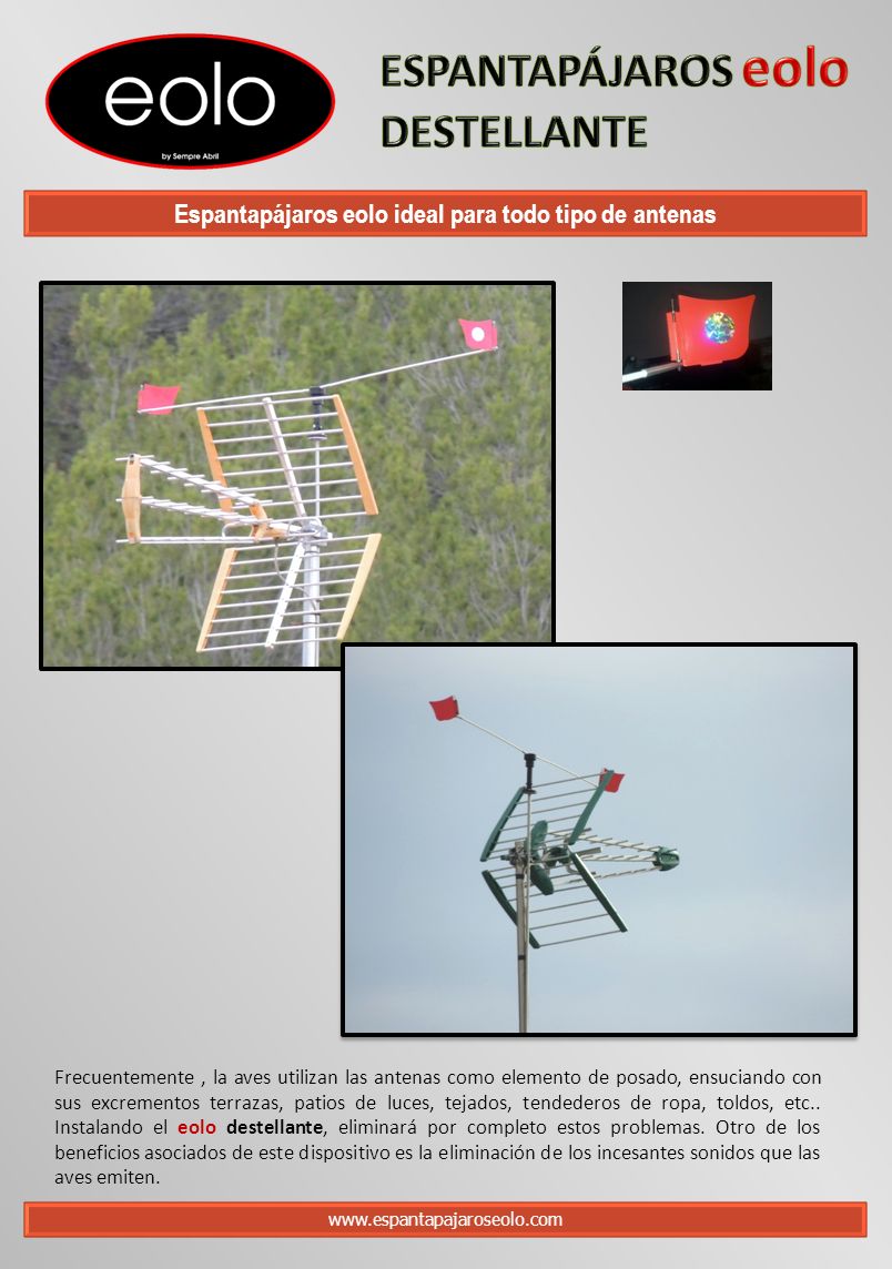 Espantapájaros eolo ideal para todo tipo de antenas