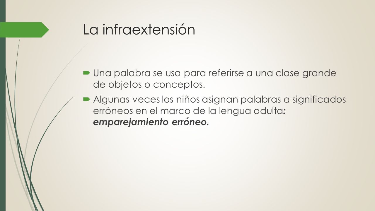 La infraextensión Una palabra se usa para referirse a una clase grande de objetos o conceptos.