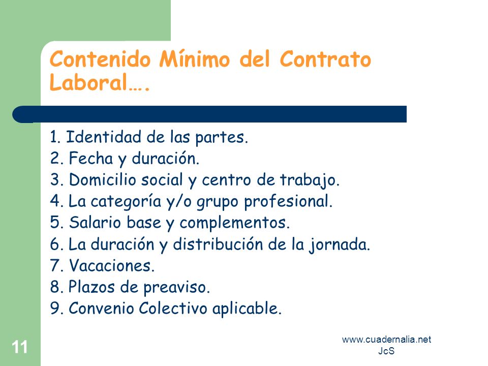 Contenido Mínimo del Contrato Laboral….