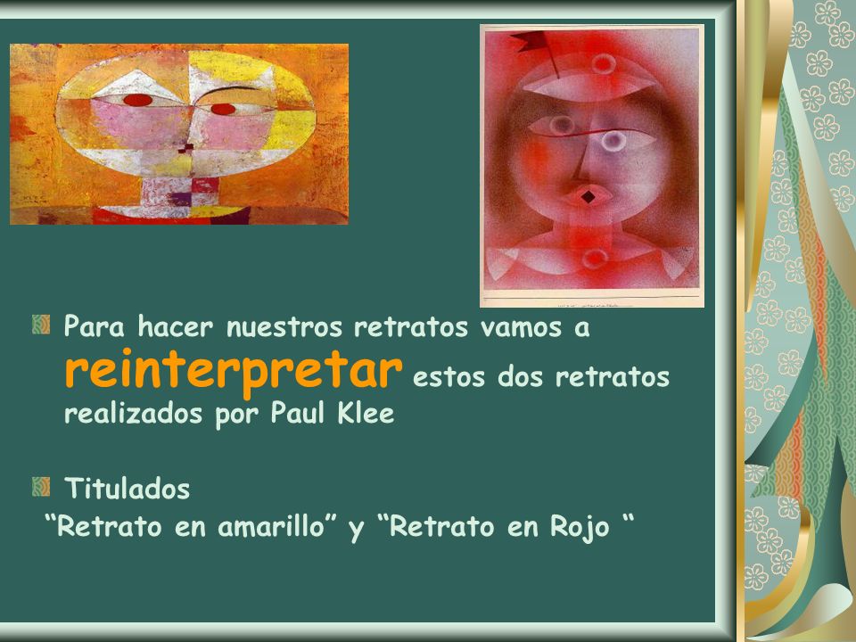 Para hacer nuestros retratos vamos a reinterpretar estos dos retratos realizados por Paul Klee