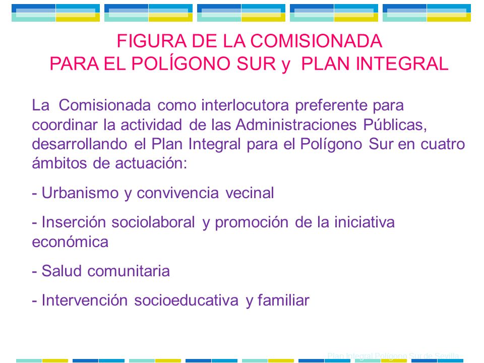FIGURA DE LA COMISIONADA PARA EL POLÍGONO SUR y PLAN INTEGRAL