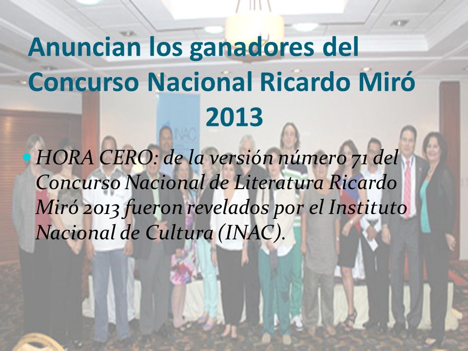 Anuncian los ganadores del Concurso Nacional Ricardo Miró 2013