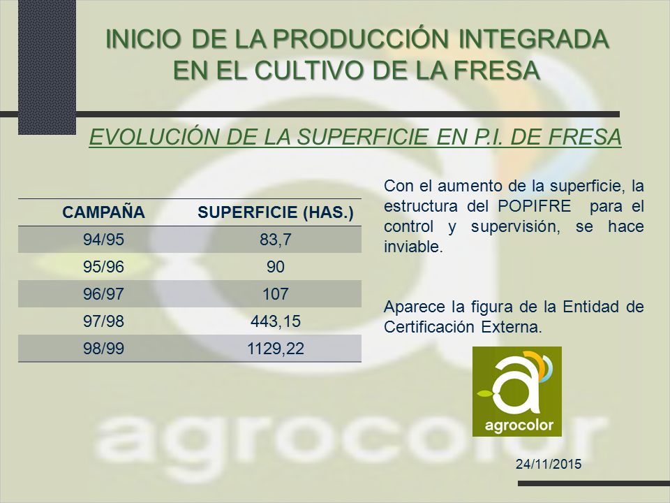 INICIO DE LA PRODUCCIÓN INTEGRADA EN EL CULTIVO DE LA FRESA